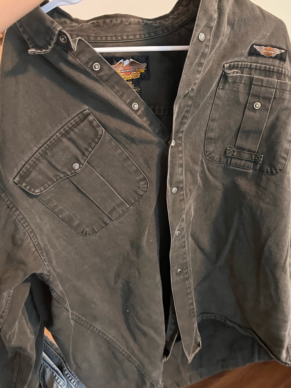Harley-Davidson Men's Dark Gray Utility Jacket with Patch Vintage